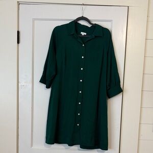 J. Jill Dark Green Long Sleeve Dress